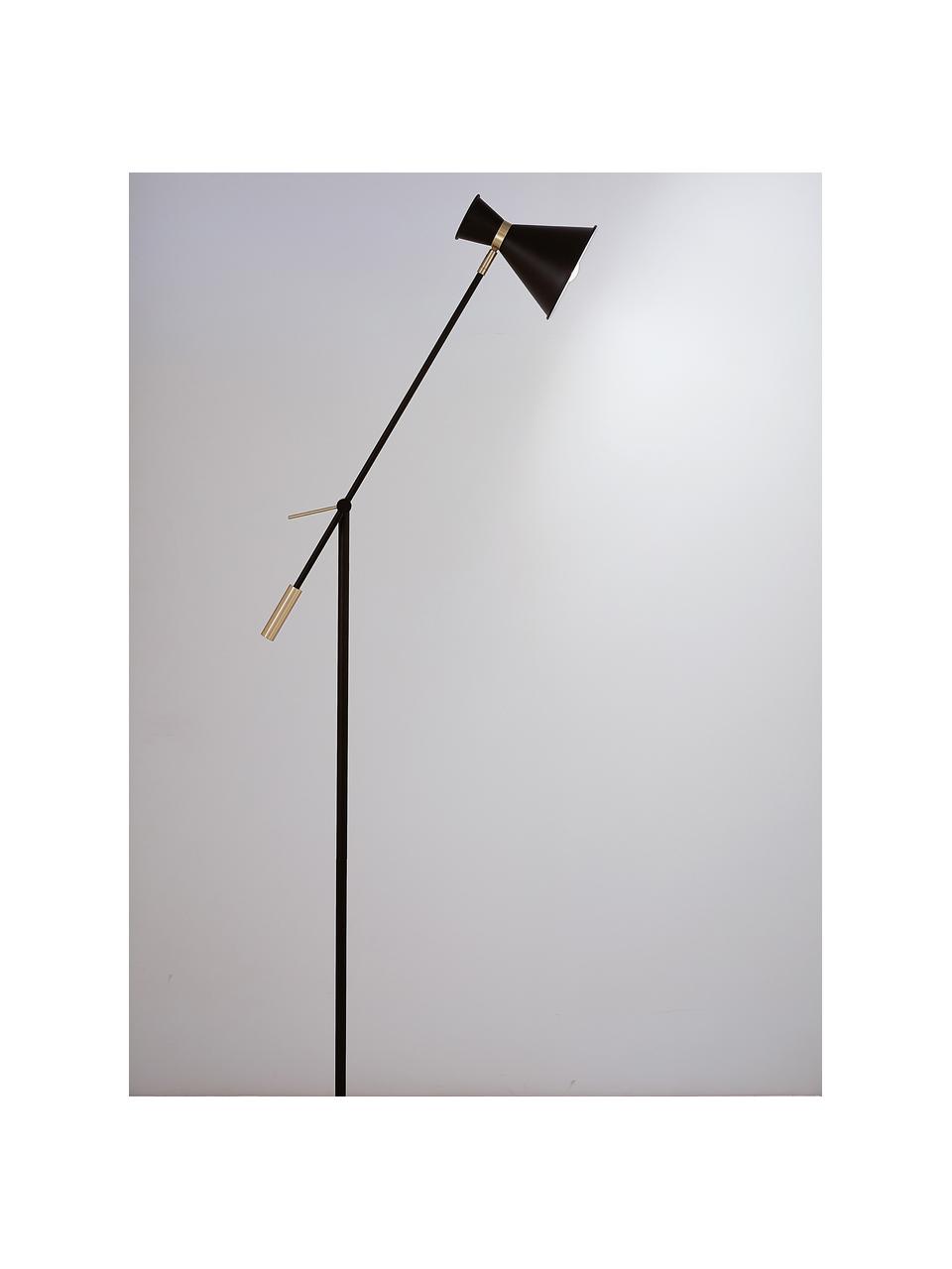 Kovová lampa na čtení v retro stylu Audrey, Zlatá, černá, V 145 cm