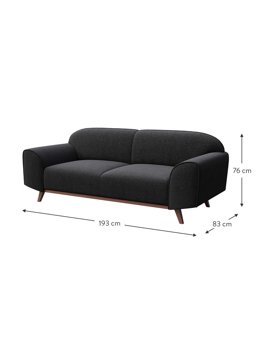 Sofa Nesbo (2-osobowa), Tapicerka: 100% poliester, Nogi: metal lakierowany, Antracytowy, S 193 x G 83 cm