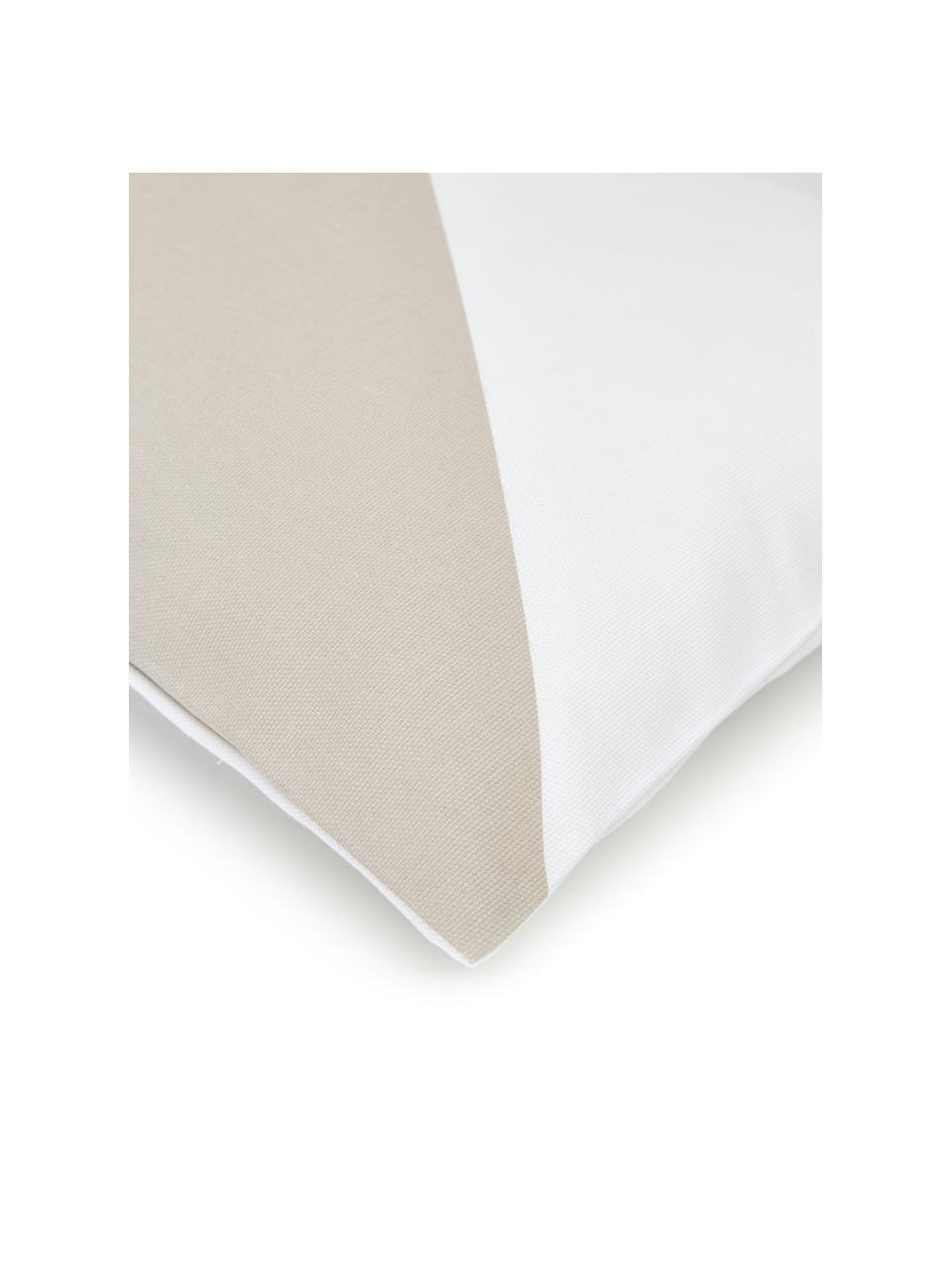 Federa arredo a strisce in cotone taupe/bianco Ren, 100% cotone, Bianco, beige, Larg. 30 x Lung. 50 cm