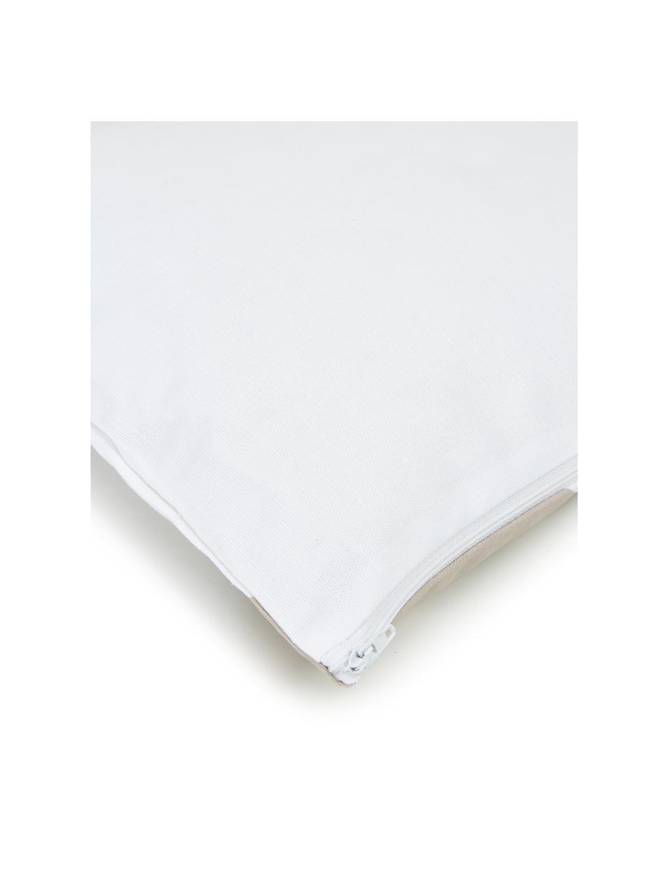 Gestreifte Kissenhülle Ren in Taupe/Weiß, 100% Baumwolle, Weiß, Beige, B 30 x L 50 cm