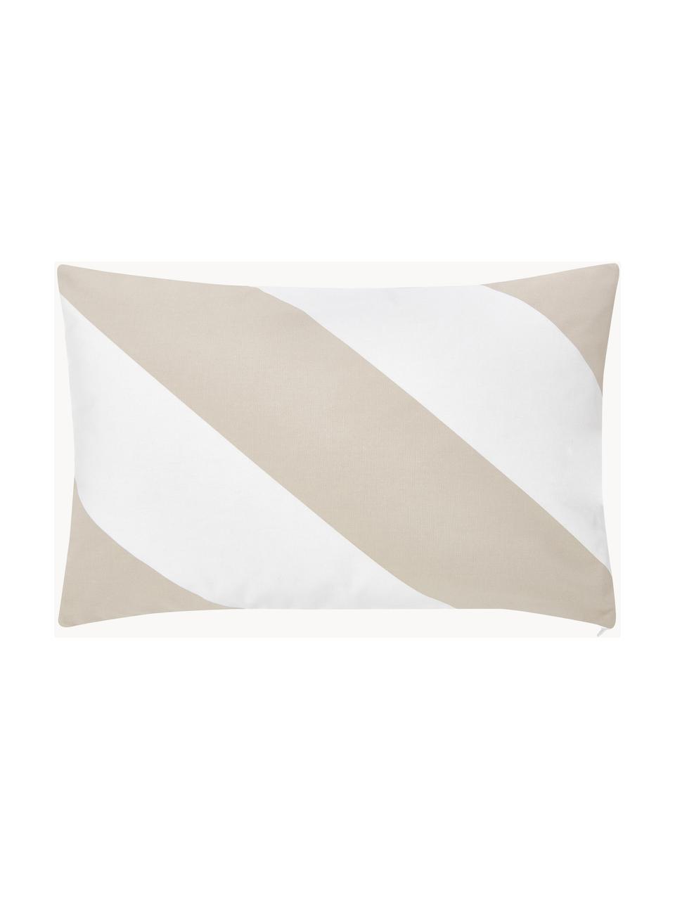 Housse de coussin rectangulaire blanc taupe Ren, 100 % coton, Blanc, beige, larg. 30 x long. 50 cm