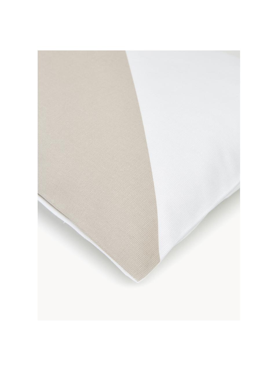 Housse de coussin rectangulaire blanc taupe Ren, 100 % coton, Blanc, beige, larg. 30 x long. 50 cm