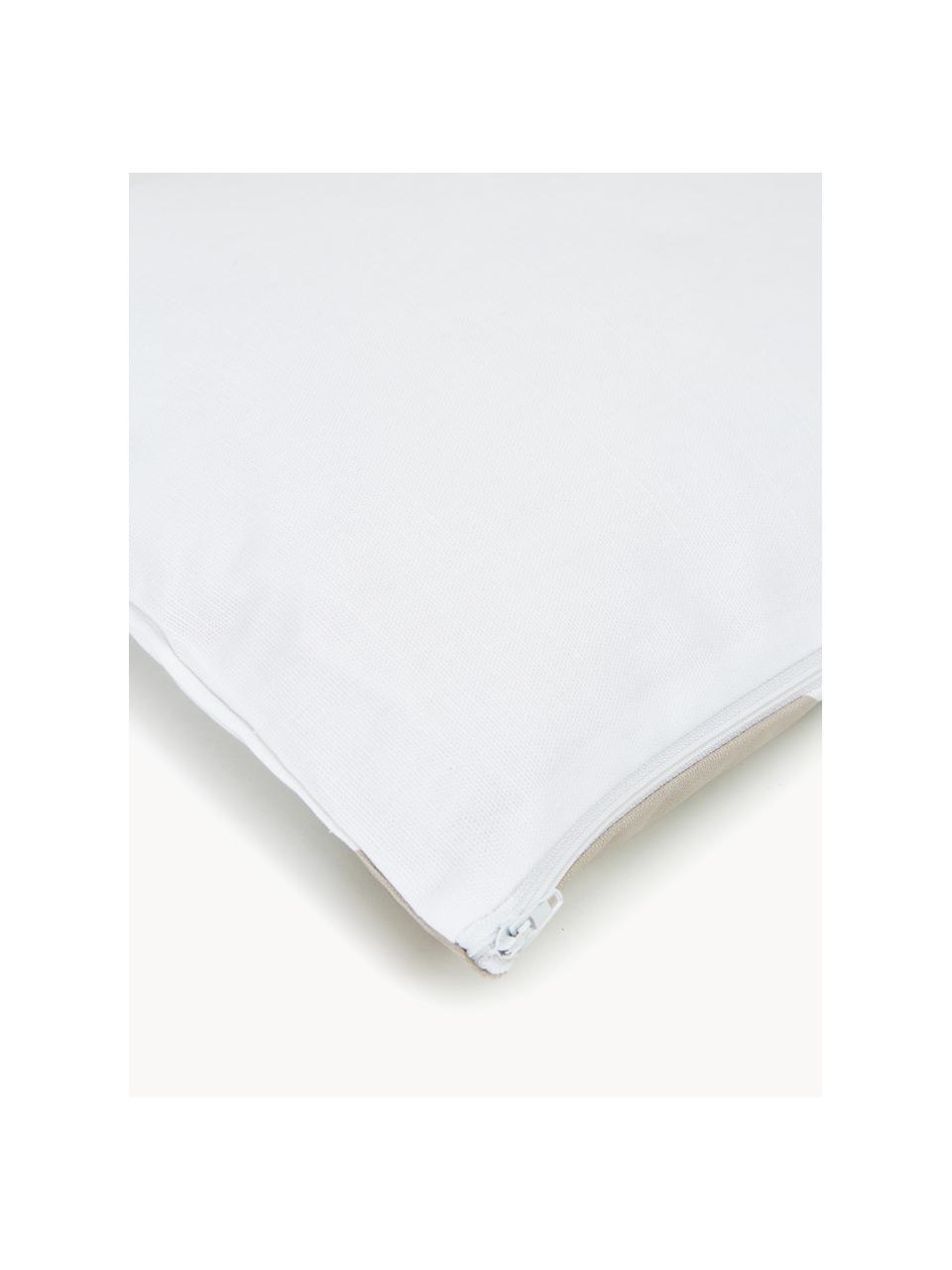 Housse de coussin rectangulaire blanc taupe Ren, 100 % coton, Blanc, beige, larg. 30 x long. 50 cm