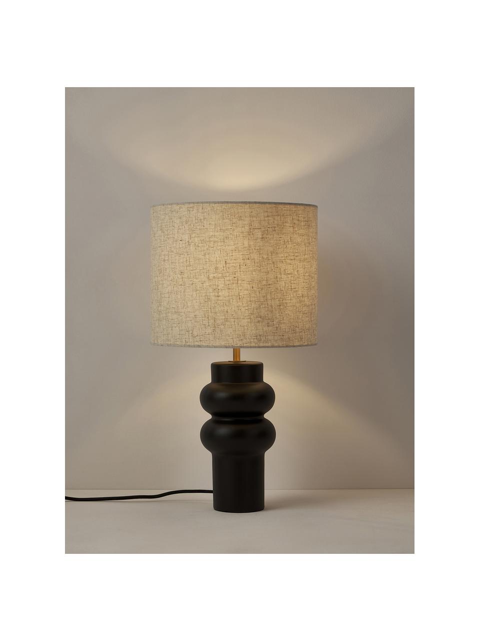 Grande lampe à poser en céramique Christine, Beige, noir, Ø 28 x haut. 53 cm