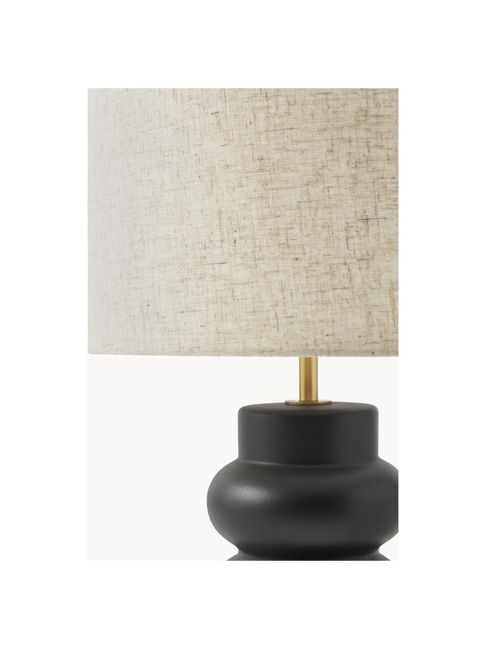 Grande lampe à poser en céramique Christine, Beige, noir, Ø 28 x haut. 53 cm