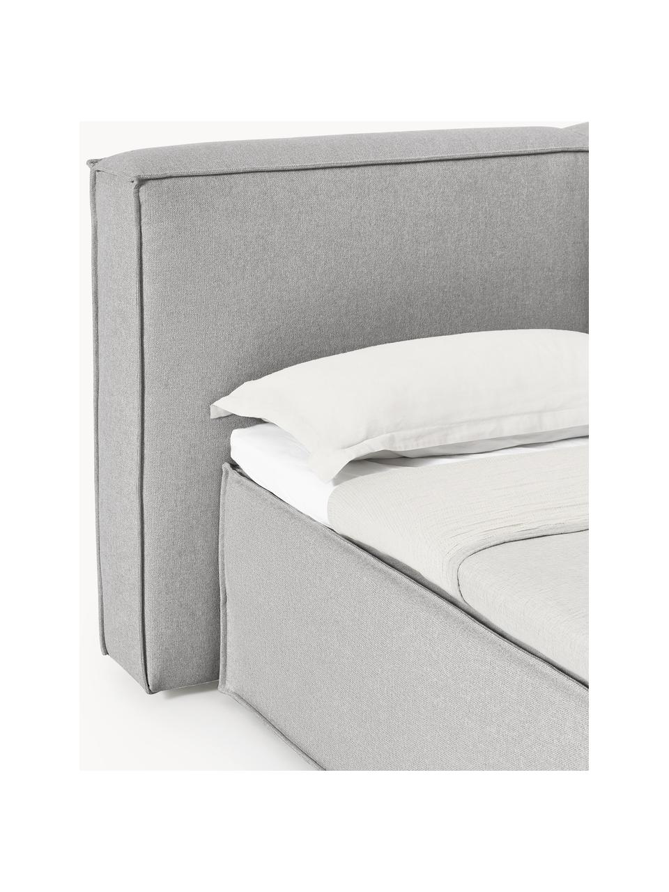 Boxspringbett Lennon, Bezug: 100 % Polyester Der strap, Matratze: 7-Zonen-Taschenfederkern, Füße: Massives Birkenholz Diese, Webstoff Grau, B 140 x L 200 cm, Härtegrad H2