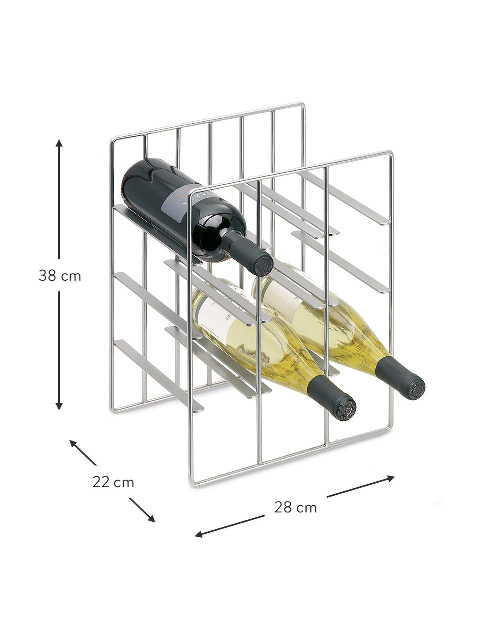 Botellero Pilare, para 9 botellas, Metal recubierto, Plateado, An 28 x Al 38 cm