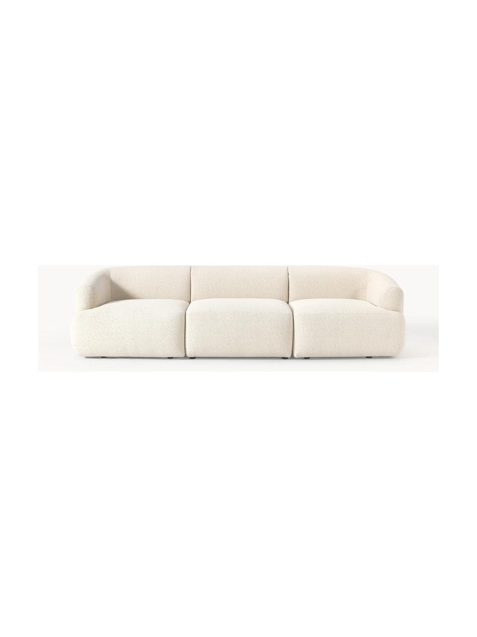 Sofa modułowa Bouclé Sofia (3-osobowa), Tapicerka: Bouclé (100% poliester) D, Stelaż: drewno świerkowe, płyta w, Nogi: tworzywo sztuczne Ten pro, Bouclé w odcieniu złamanej bieli, S 277 x G 103 cm