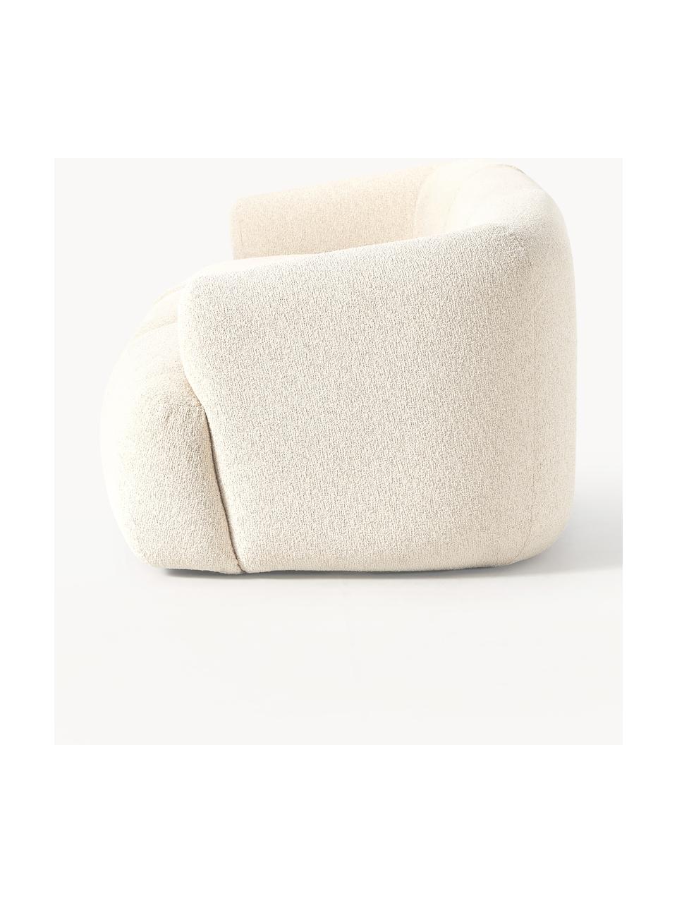 Divano componibile 3 posti in bouclé Sofia, Rivestimento: bouclé (100 % poliestere), Struttura: legno di abete rosso, cer, Piedini: plastica, Bouclé bianco latte, Larg. 273 x Prof. 103 cm