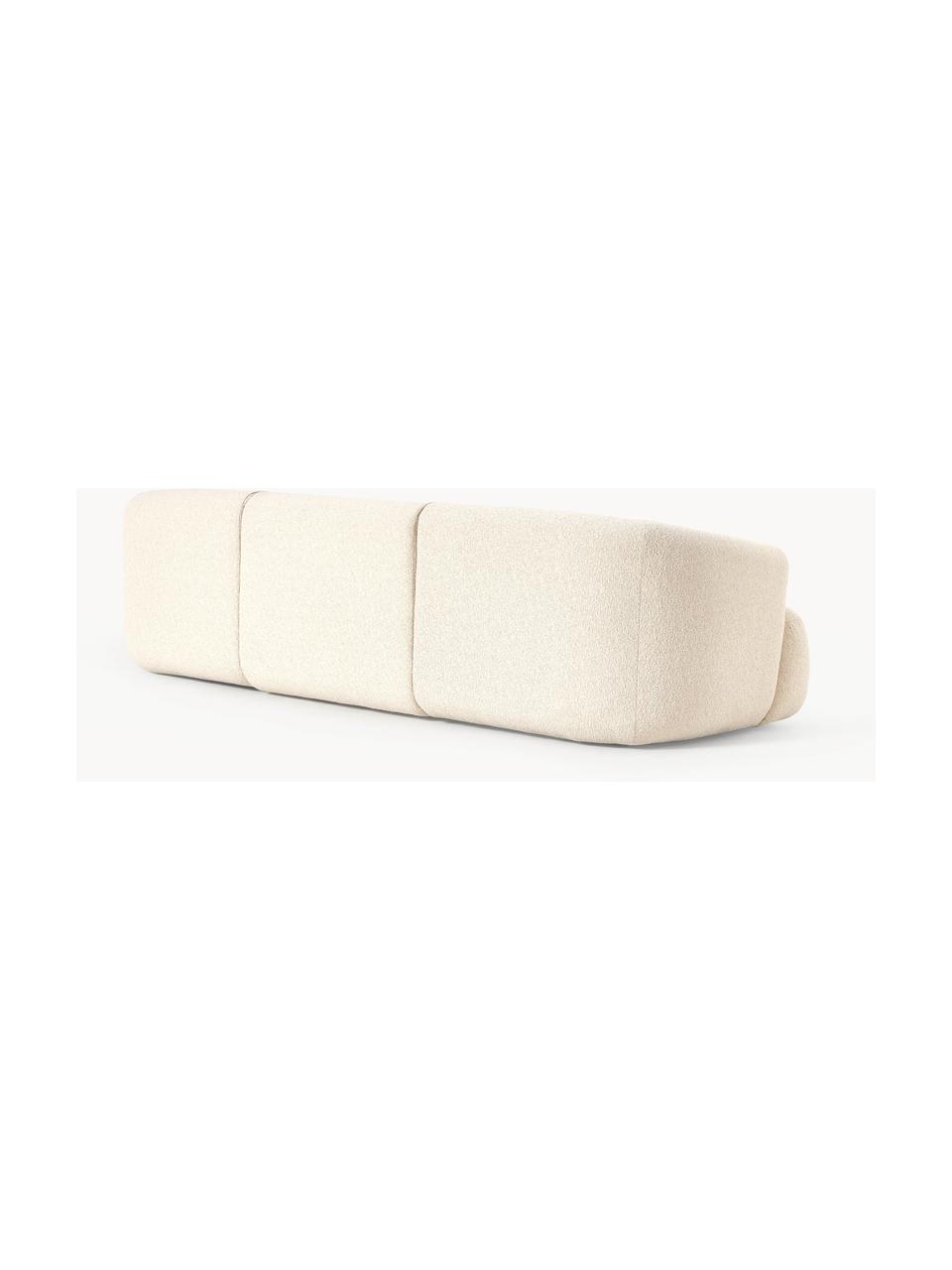 Divano componibile 3 posti in bouclé Sofia, Rivestimento: bouclé (100 % poliestere), Struttura: legno di abete rosso, cer, Piedini: plastica, Bouclé bianco latte, Larg. 273 x Prof. 103 cm