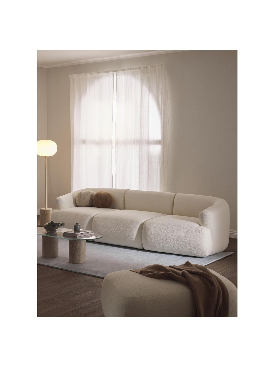 Modulares Bouclé-Sofa Sofia (3-Sitzer), Bezug: Bouclé (100 % Polyester) , Gestell: Fichtenholz, Spanplatte, , Füße: Kunststoff Dieses Produkt, Bouclé Off White, B 277 x T 103 cm