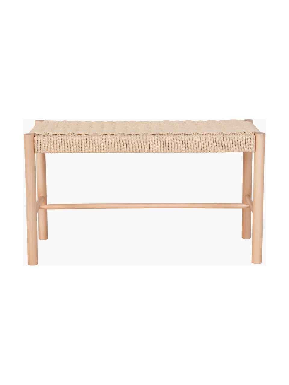 Banc en bois de peuplier Abano, Bois de peuplier, cordelette en papier, Bois de peuplier, beige clair, larg. 80 x prof. 35 cm