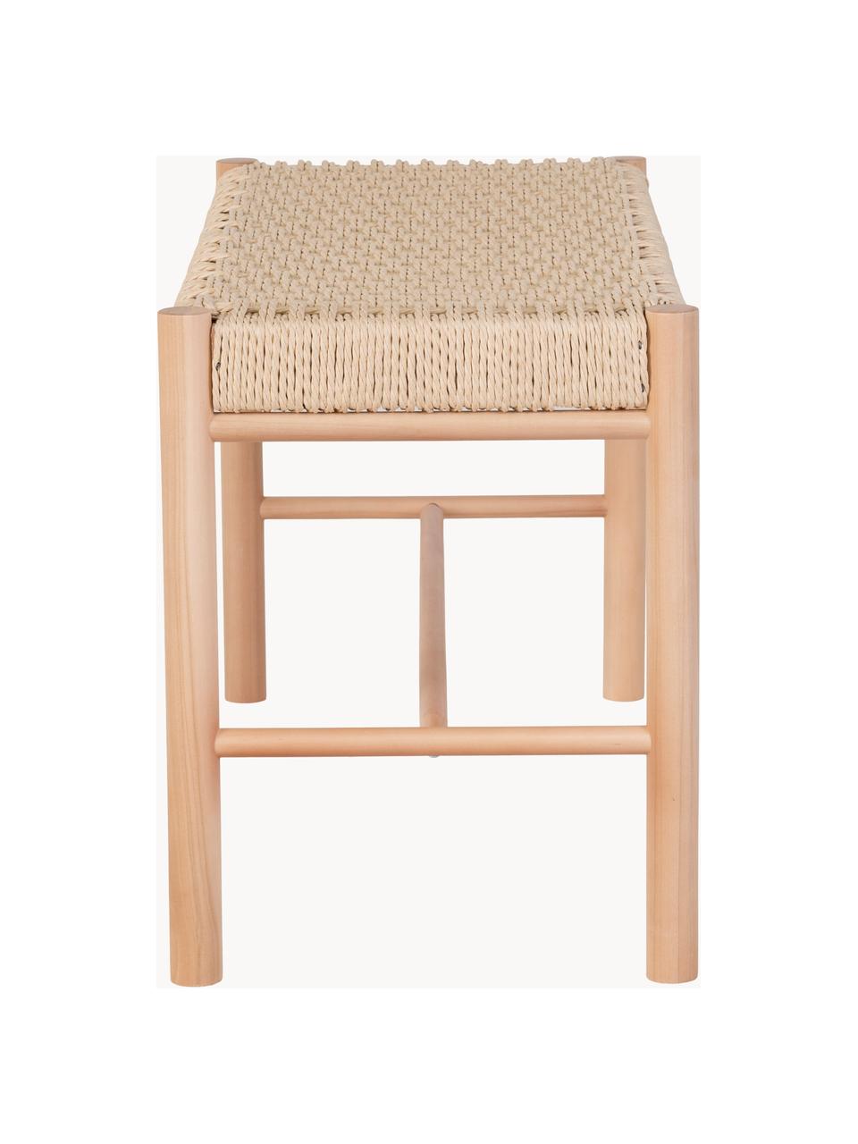 Banc en bois de peuplier Abano, Bois de peuplier, cordelette en papier, Bois de peuplier, beige clair, larg. 80 x prof. 35 cm