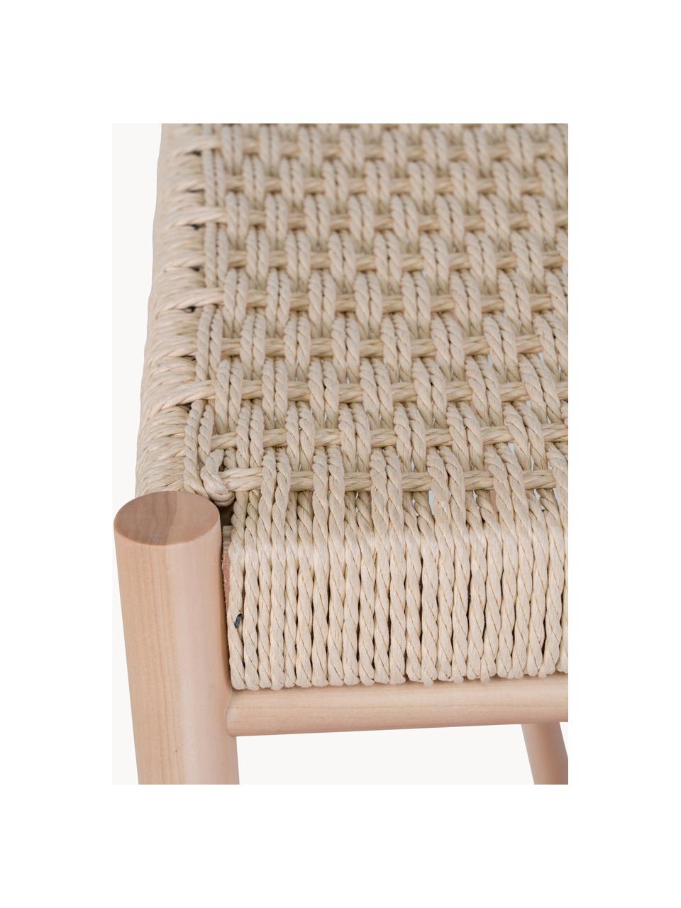 Banc en bois de peuplier Abano, Bois de peuplier, cordelette en papier, Bois de peuplier, beige clair, larg. 80 x prof. 35 cm