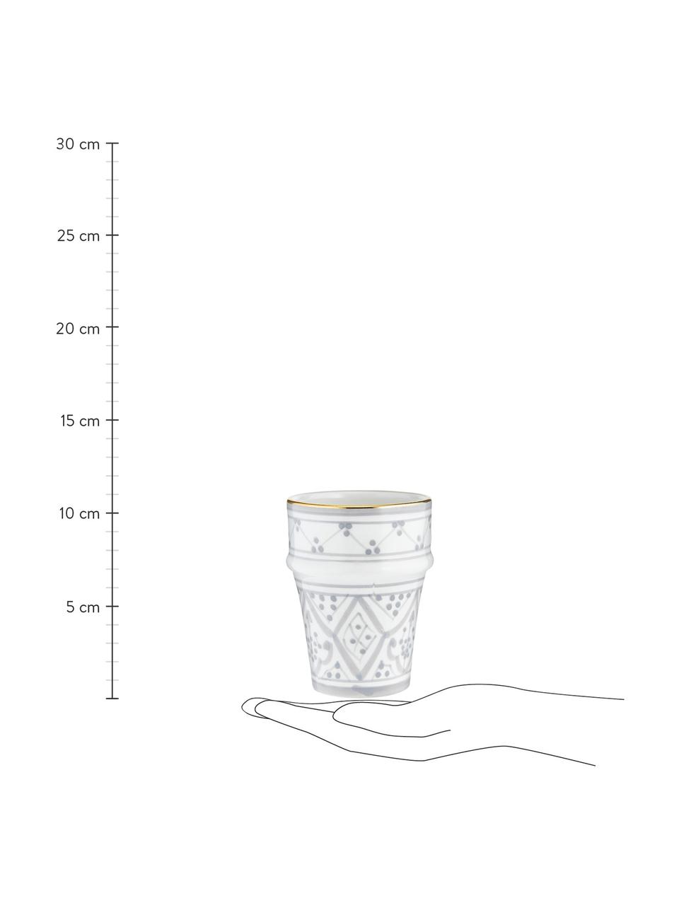 Mug céramique marocaine artisanale Beldi, Céramique, Gris clair, couleur crème, or, Ø 8 x haut. 11 cm, 300 ml