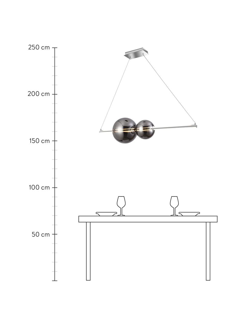 Veľká závesná LED lampa Nova, Odtiene striebornej, sivá, Š 105 x V 150 cm