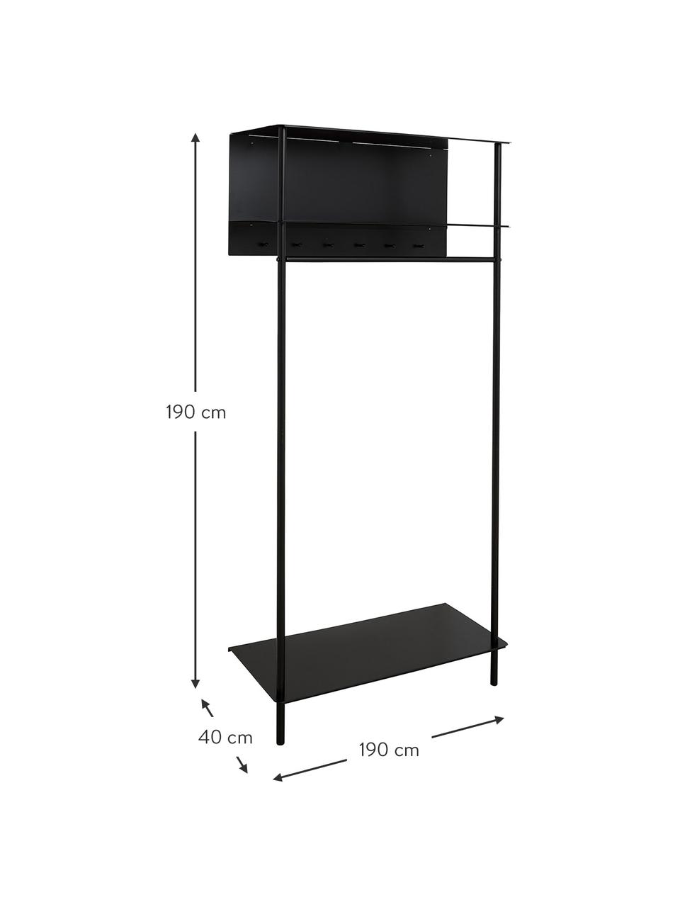 Appendiabiti in metallo nero Setun, Metallo verniciato a polvere, Nero, Larg. 88 x Alt. 190 cm