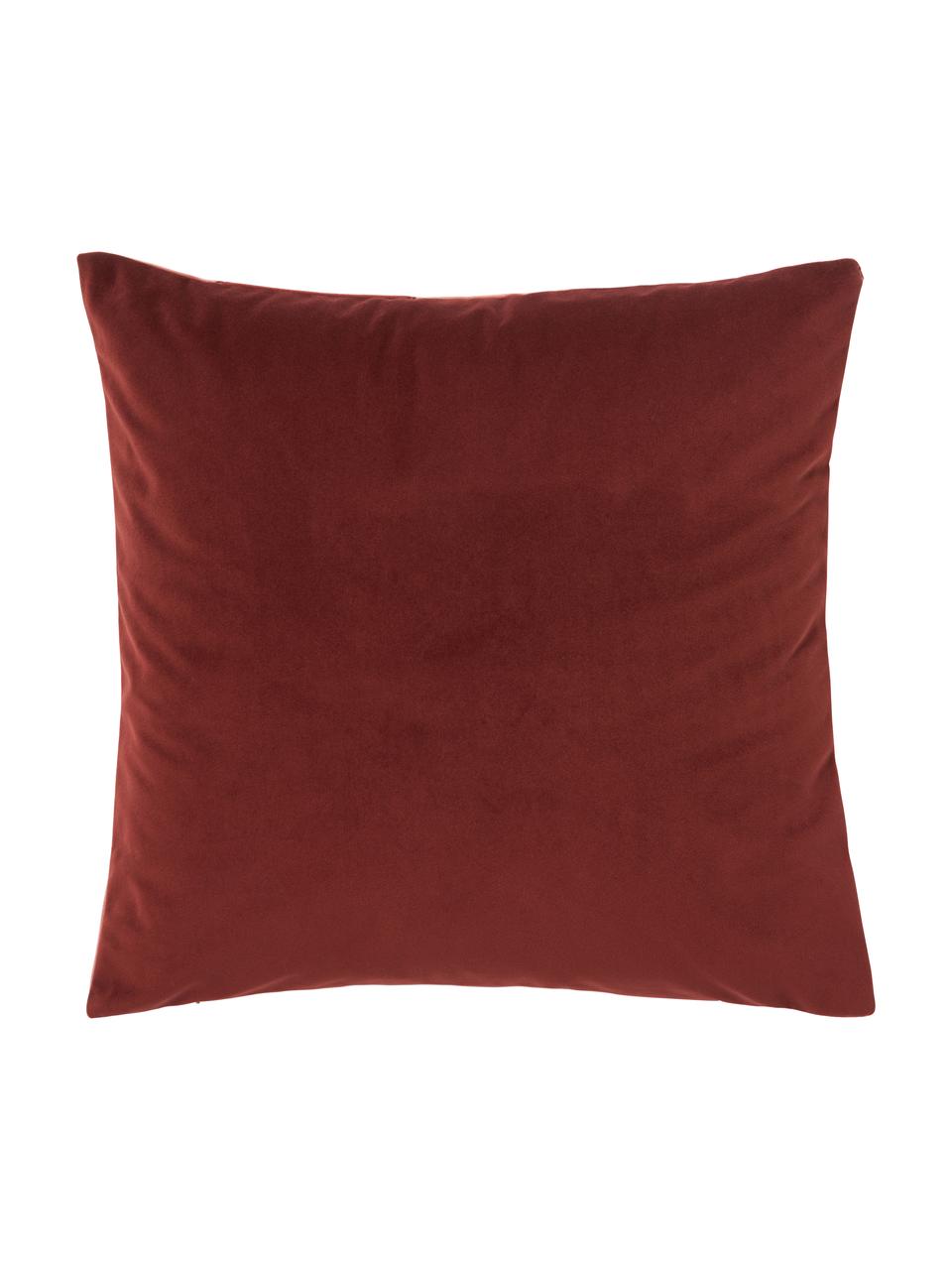 Poszewka na poduszkę z aksamitu Adea, 100% aksamit poliestrowy, Czerwony, blady różowy, S 45 x D 45 cm