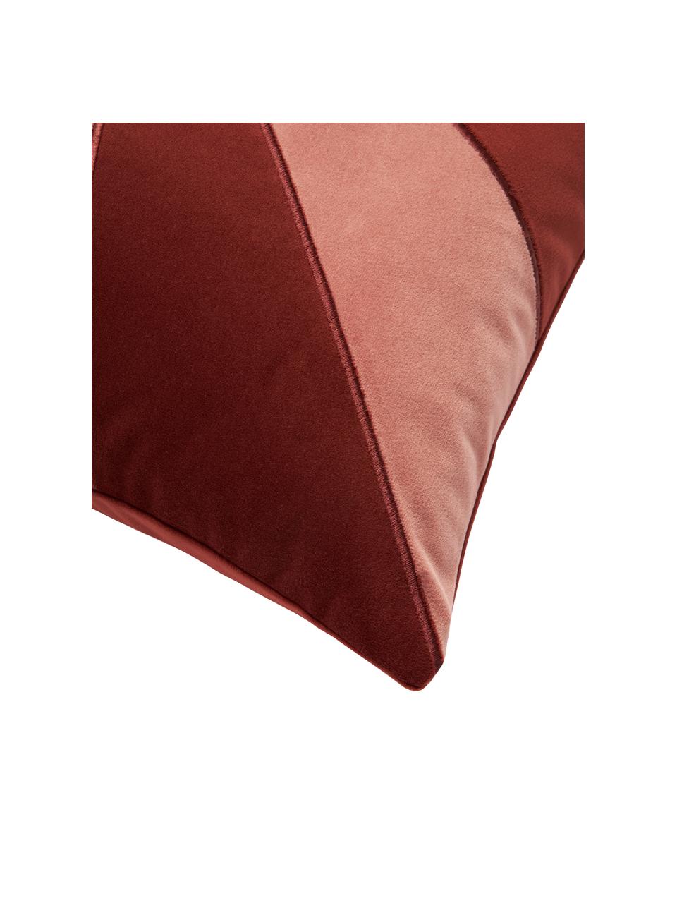Poszewka na poduszkę z aksamitu Adea, 100% aksamit poliestrowy, Czerwony, blady różowy, S 45 x D 45 cm