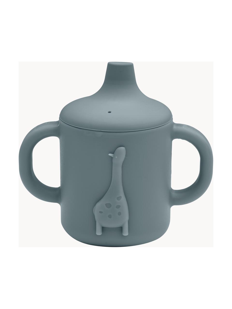 Tasse à bec Amelio, 100 % silicone, Gris-bleu, Ø 7 x haut. 11 cm, 160 ml