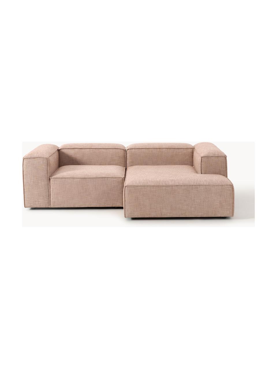 Modulares Ecksofa Lennon aus Leinen-Mix, Bezug: 50 % Viskose, 25 % Leinen, Gestell: Fichtenholz, Sperrholz, m, Füße: Kunststoff Dieses Produkt, Leinen-Mix Rostrot, B 238 x T 180 cm, Eckteil links