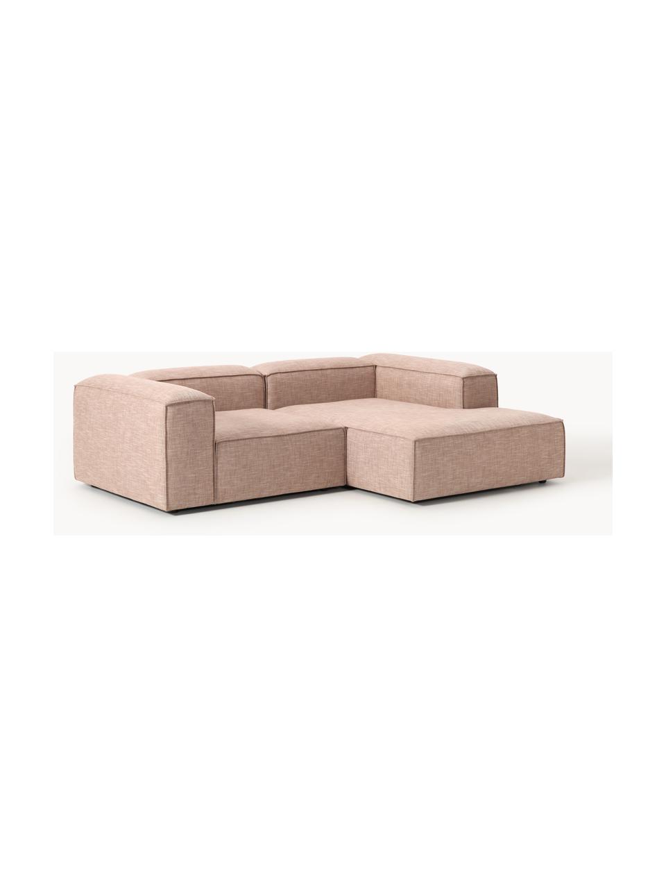 Modulares Ecksofa Lennon aus Leinen-Mix, Bezug: 50 % Viskose, 25 % Leinen, Gestell: Fichtenholz, Sperrholz, m, Füße: Kunststoff Dieses Produkt, Leinen-Mix Rostrot, B 238 x T 180 cm, Eckteil links