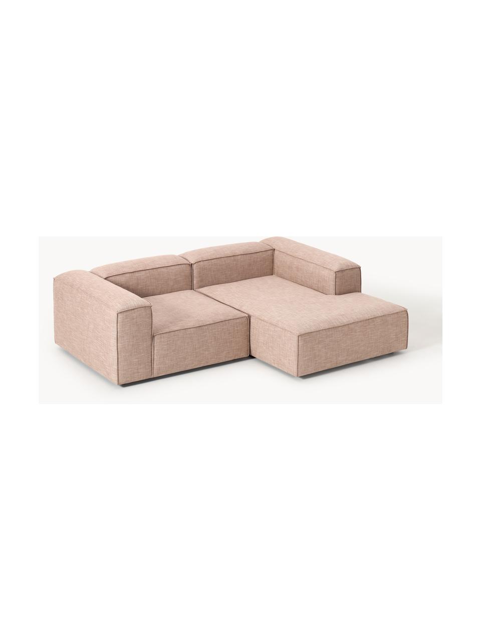 Modulares Ecksofa Lennon aus Leinen-Mix, Bezug: 50 % Viskose, 25 % Leinen, Gestell: Fichtenholz, Sperrholz, m, Füße: Kunststoff Dieses Produkt, Leinen-Mix Rostrot, B 238 x T 180 cm, Eckteil links