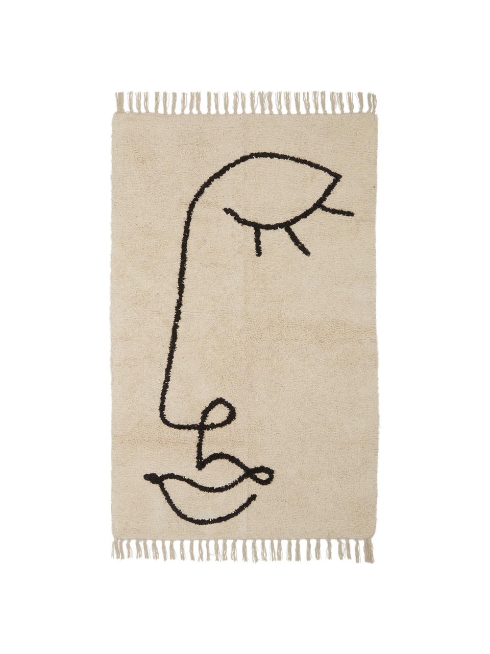 Tappeto con disegno astratto Closed Eye, Marrone chiaro, nero, Larg. 90 x Lung. 150 cm (taglia XS)
