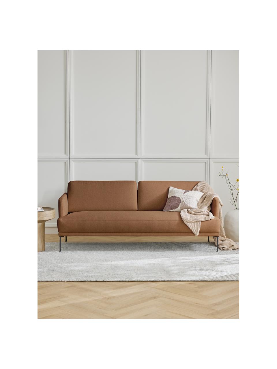 Sofa Fluente (3-osobowa), Tapicerka: 100% poliester Dzięki tka, Stelaż: lite drewno sosnowe, Nogi: metal malowany proszkowo , Nugatowa tkanina, S 196 x G 85 cm