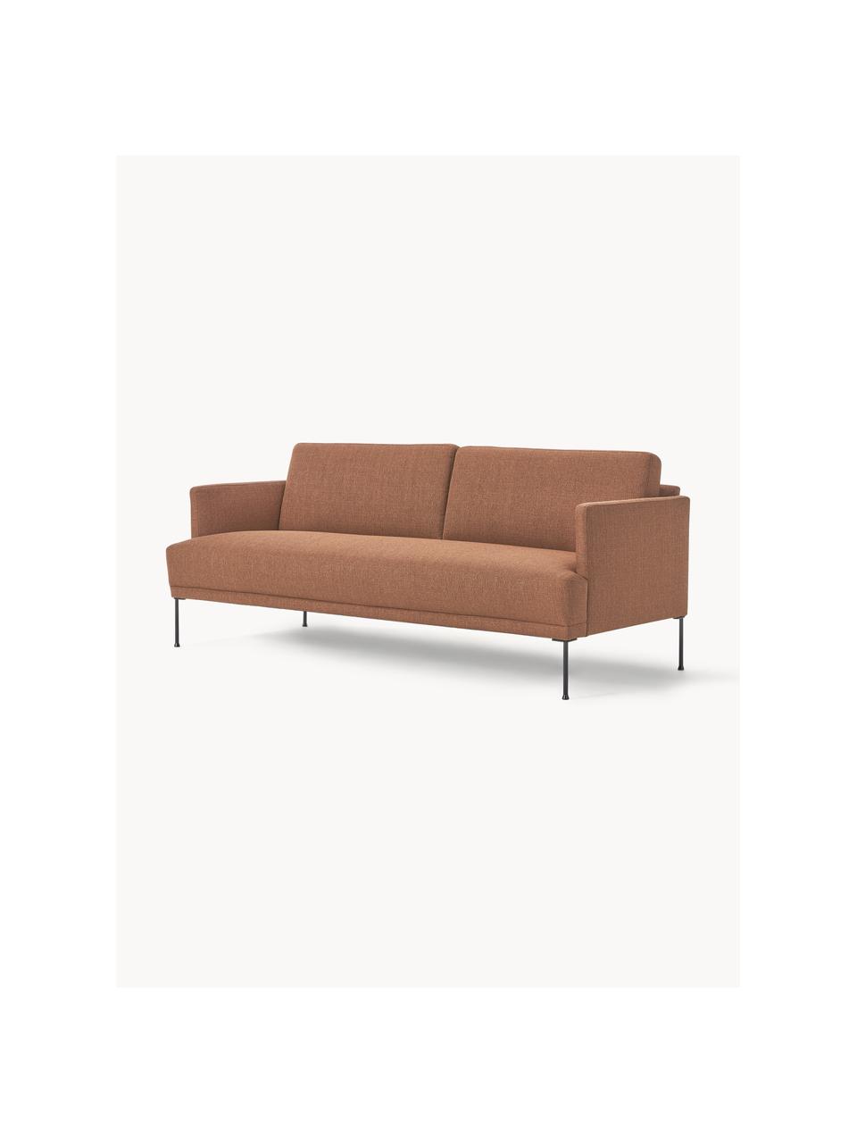 Sofa Fluente (3-Sitzer), Bezug: 100% Polyester 35.000 Sch, Gestell: Massives Kiefernholz, Füße: Metall, pulverbeschichtet, Webstoff Nougat, B 196 x T 85 cm