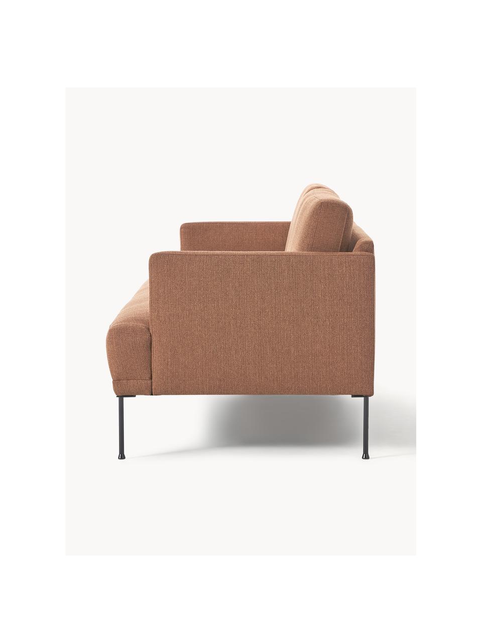 Sofa Fluente (3-Sitzer), Bezug: 100 % Polyester Der hochw, Gestell: Massives Kiefernholz, FSC, Füße: Metall, pulverbeschichtet, Webstoff Nougat, B 196 x T 85 cm
