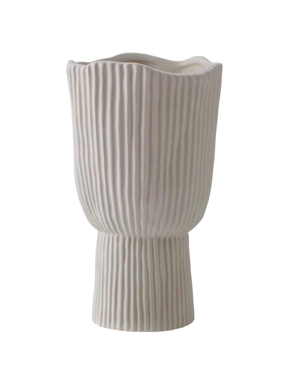 Vaso grande in ceramica Mushroom, Ceramica, Bianco crema, Ø 14 x Alt. 23 cm