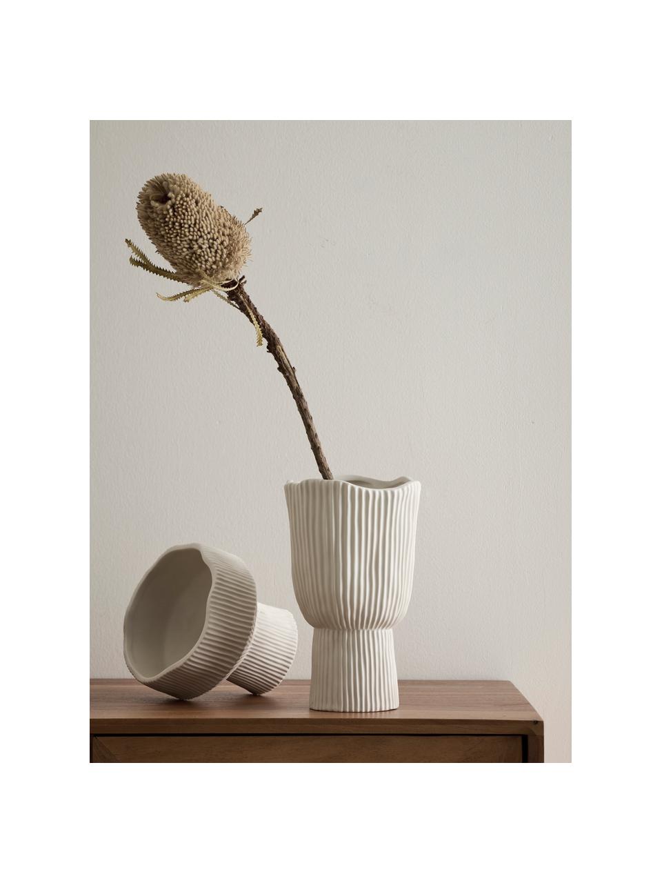 Große Keramik-Vase Mushroom, Keramik, Cremeweiß, Ø 14 x H 23 cm