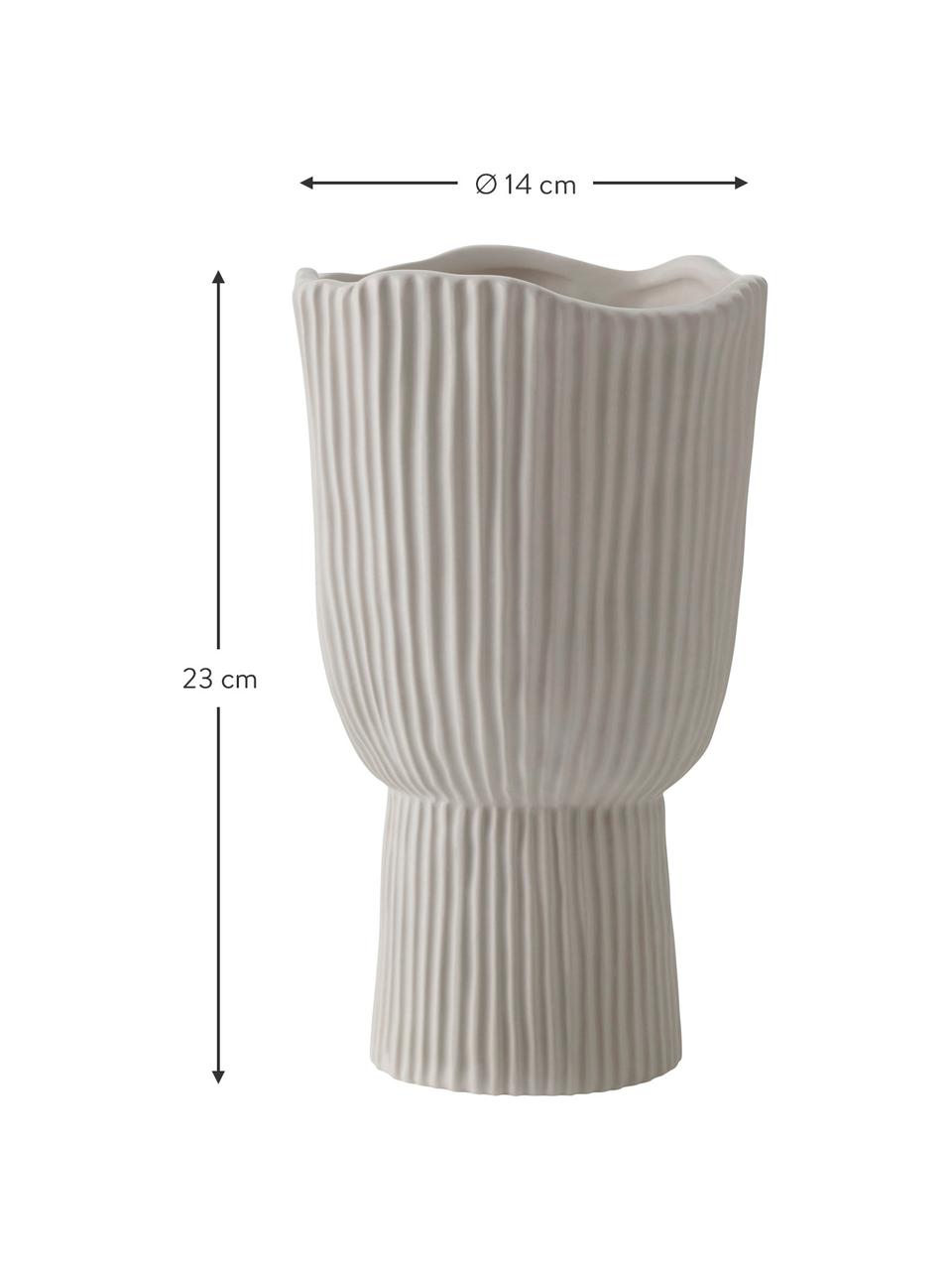 Jarrón grande de cerámica Mushroom, Cerámica, Blanco crema, Ø 14 x Al 23 cm