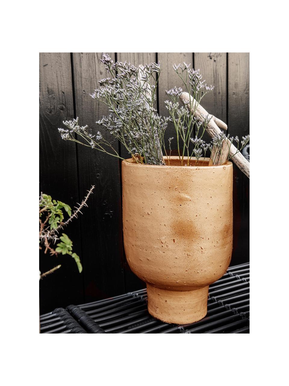 Handgemaakte plantenpot Artist met onregelmatig oppervlak, Klei, geglazuurd, Beige, Ø 22 x H 32 cm