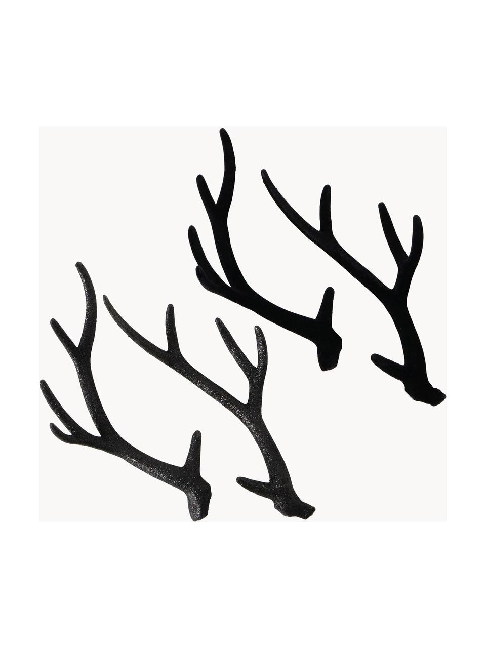 Bois de cerf déco haut. 30 cm Crany, 4 élém., Plastique, Noir, larg. 16 x haut. 30 cm