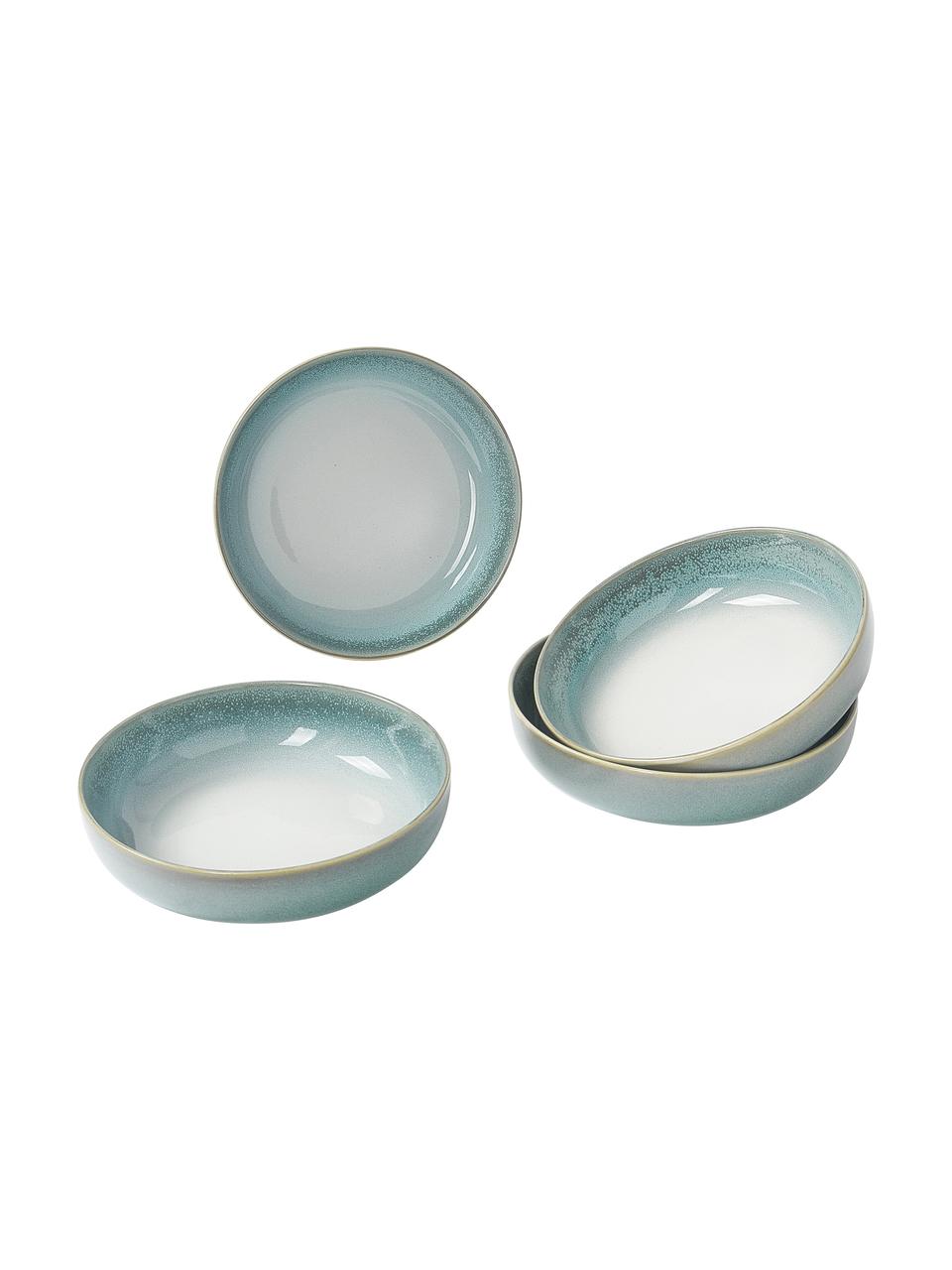 Piatto fondo Havana 4 pz, Gres smaltato, Tonalità blu, Ø 21 x Alt. 6 cm