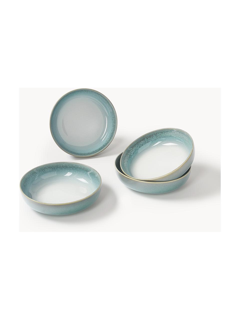 Piatto fondo Havana 4 pz, Gres smaltato, Tonalità blu, Ø 21 x Alt. 6 cm