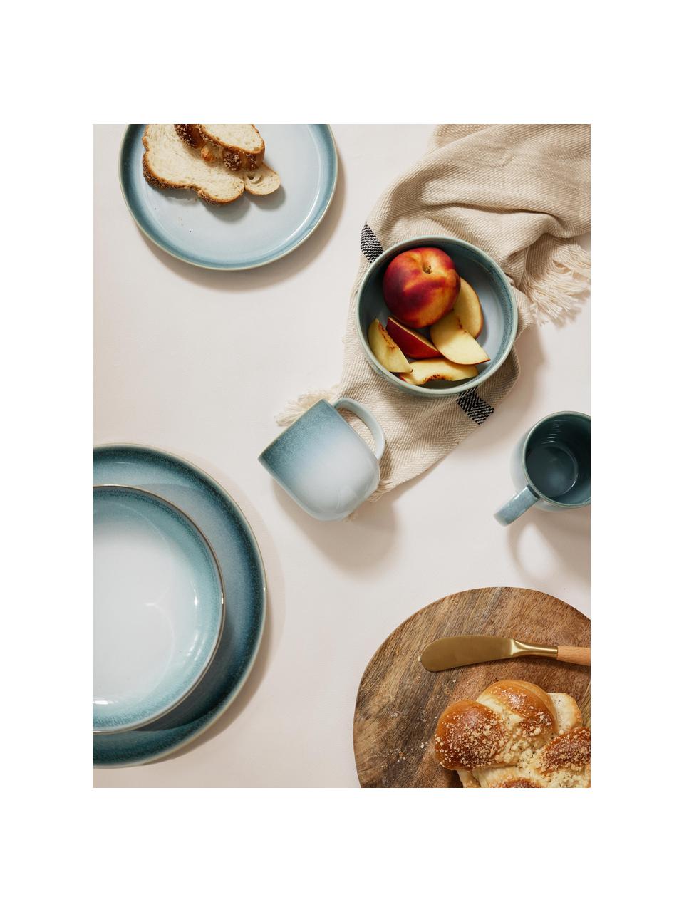 Piatto fondo Havana 4 pz, Gres smaltato, Tonalità blu, Ø 21 x Alt. 6 cm