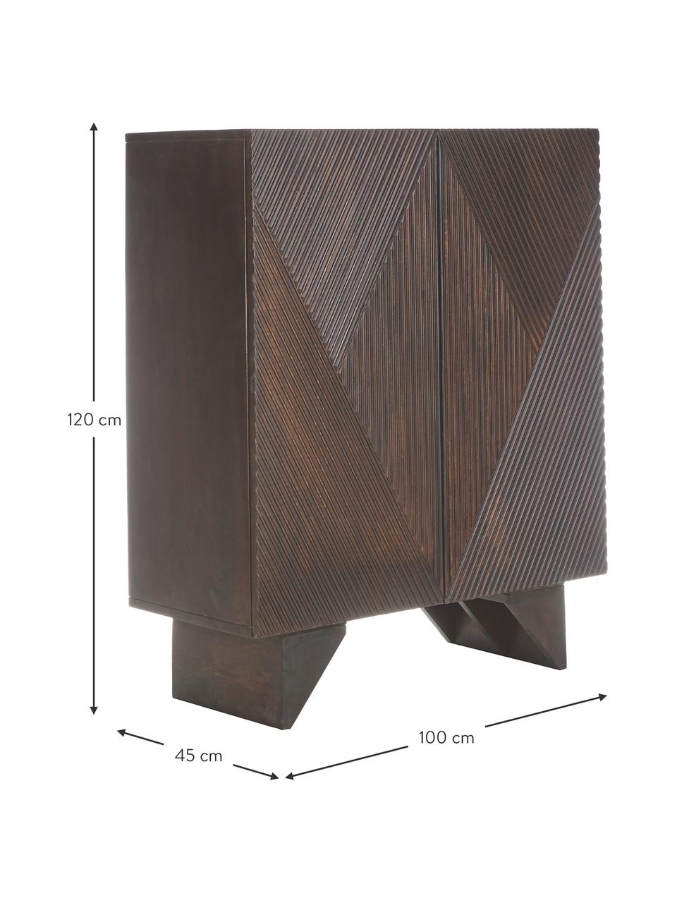 Rangement bois massif Louis, Bois de manguier, larg. 100 x haut. 120 cm