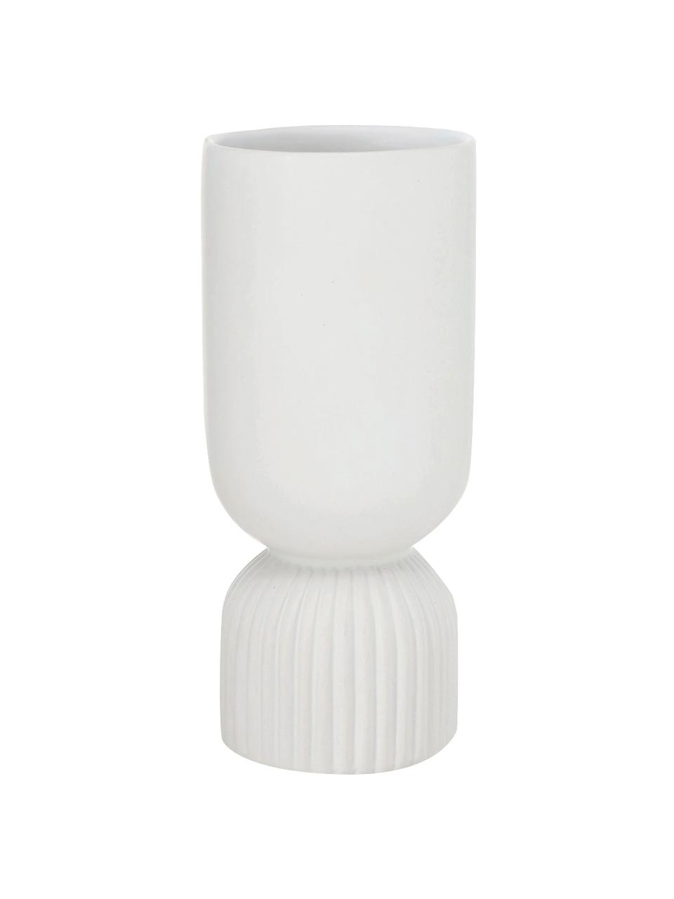 Vasen-Set Gino, 2-tlg., Steingut, Weiß, Ø 10 x H 23 cm