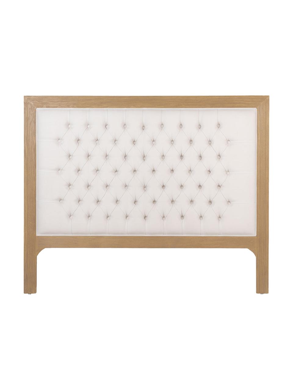 Cabecero acolchado Milano, Madera de roble, algodón, Crema, beige, An 190 x Al 130 cm