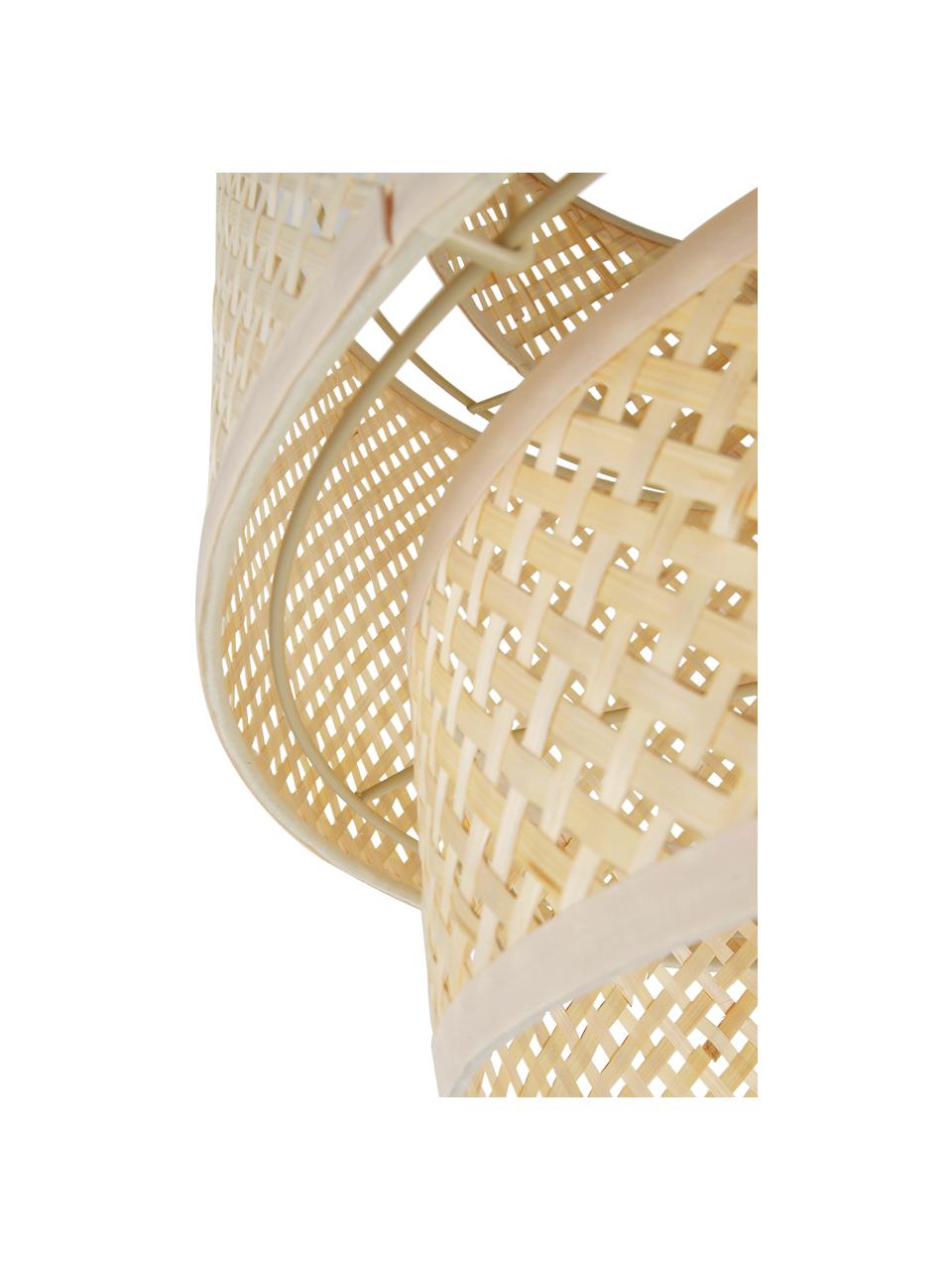 Lámpara de techo de diseño de bambú Finja, Pantalla: bambú, Anclaje: metal con pintura en polv, Cable: cubierto en tela, Beige, Ø 50 x Al 40 cm