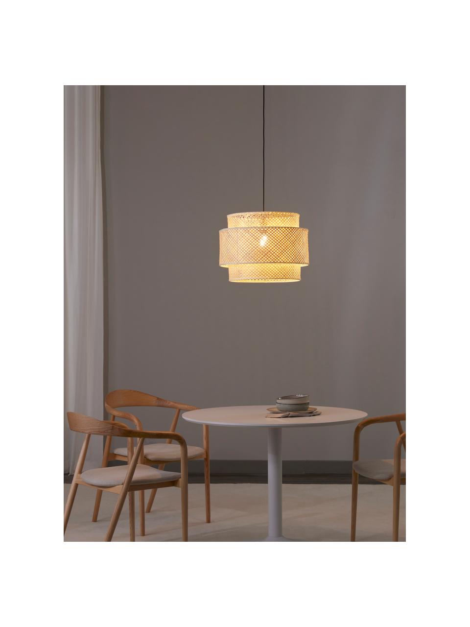 Dizajnová závesná lampa z bambusu Finja, Svetlohnedá, Ø 50 cm x V 40 cm