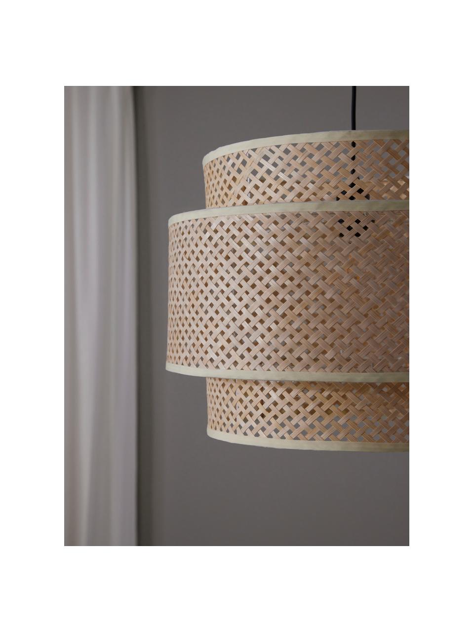 Dizajnová závesná lampa z bambusu Finja, Svetlohnedá, Ø 50 cm x V 40 cm