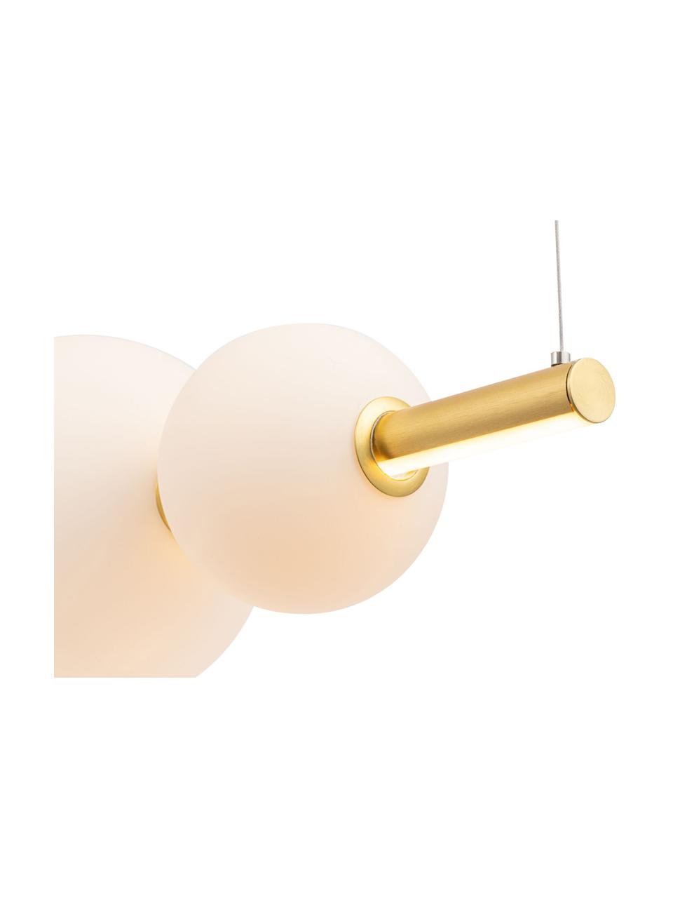 Grote LED hanglamp Freccia in goudkleur, Lampenkap: glas, Goudkleurig, wit, B 131 x H 22 cm