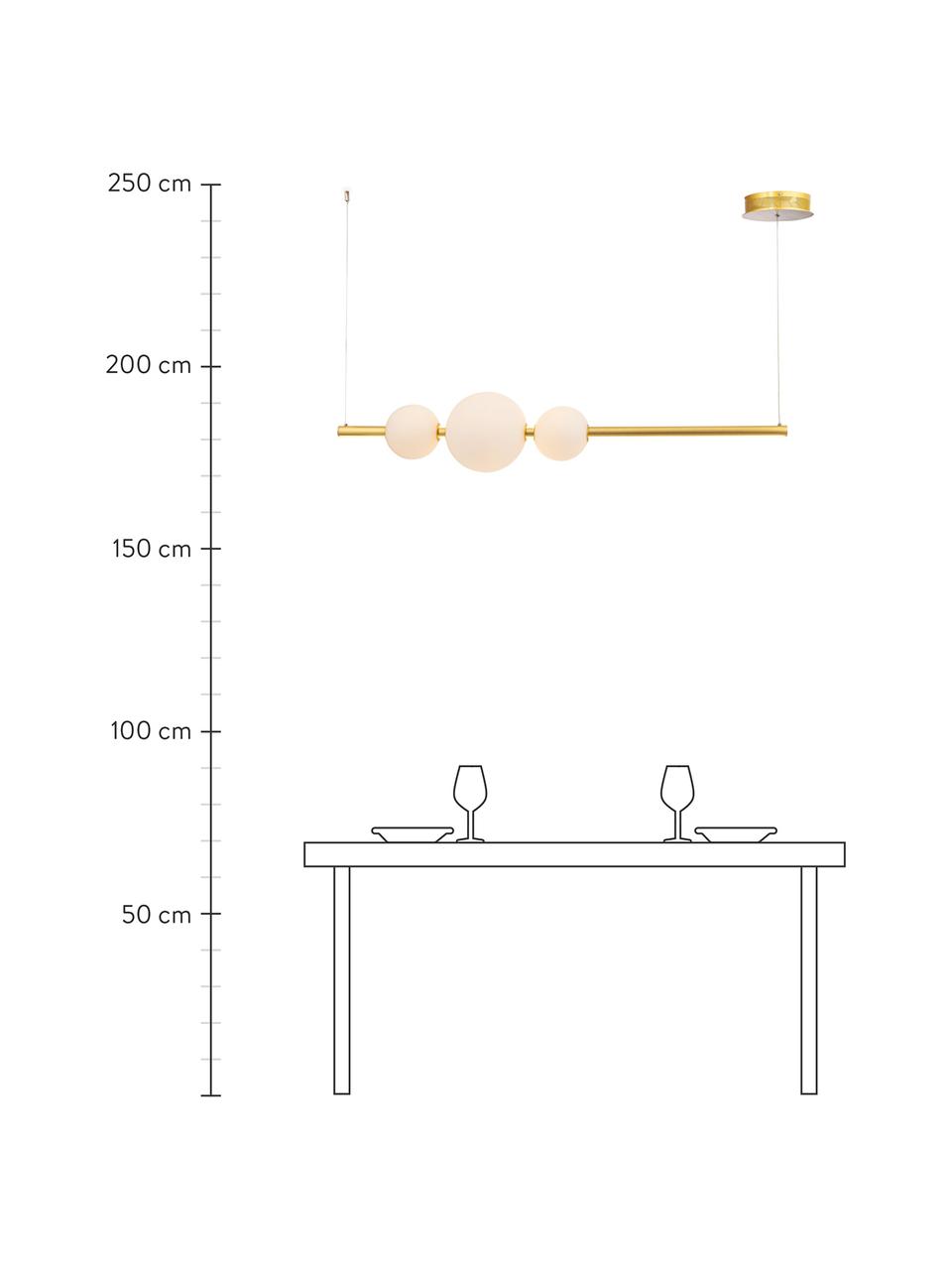 Grote LED hanglamp Freccia, Lampenkap: glas, Goudkleurig, wit, B 131 x H 22 cm
