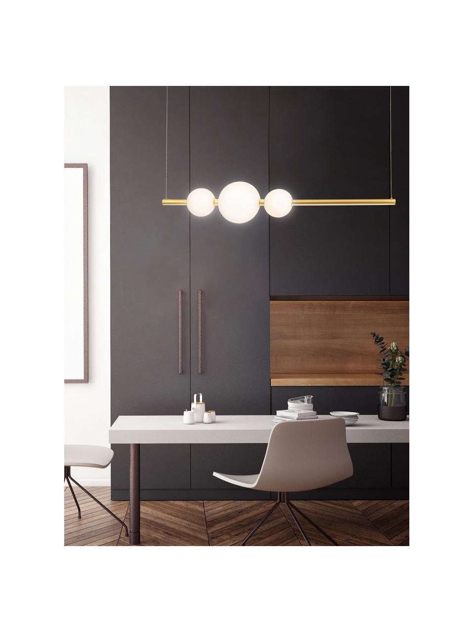 Lámpara de techo grande LED Freccia, Pantalla: vidrio, Estructura: metal, Cable: plástico, Dorado, blanco, An 131 x Al 22 cm