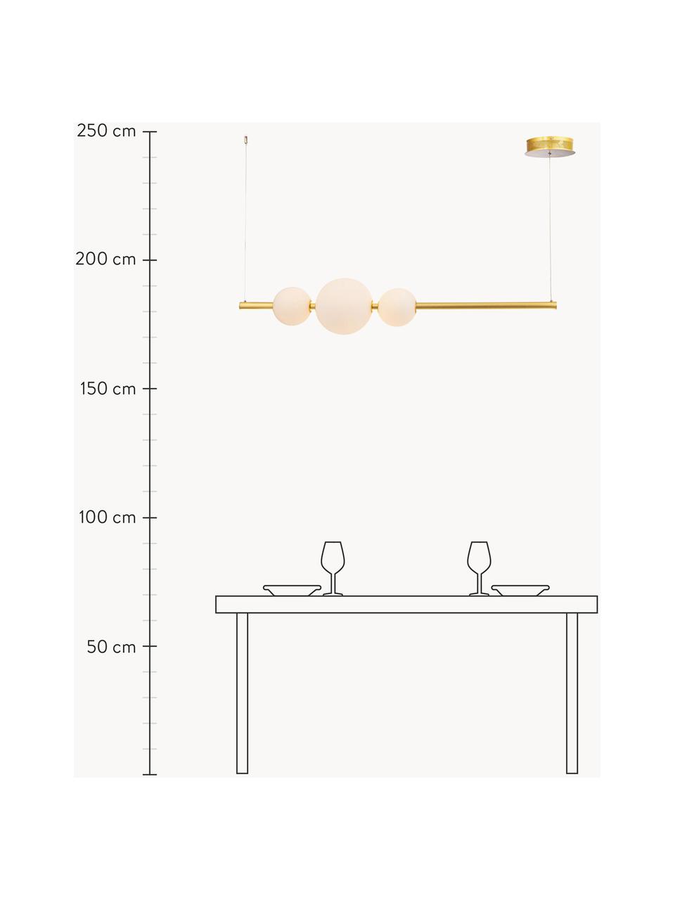 Große LED-Pendelleuchte Freccia, Lampenschirm: Glas, Goldfarben, Weiß, B 131 x H 22 cm