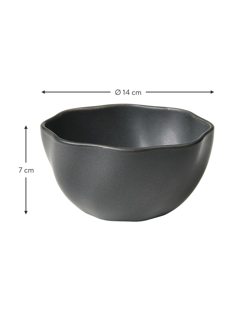 Mísa v organickém tvaru Limfjord, Kamenina, Antracitová, Ø 14 cm, V 7 cm